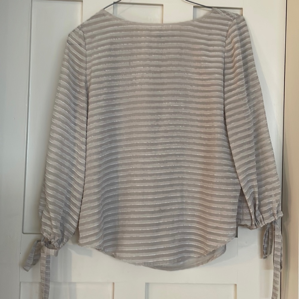 Long sleeved striped gray dress shirt.  Size small.